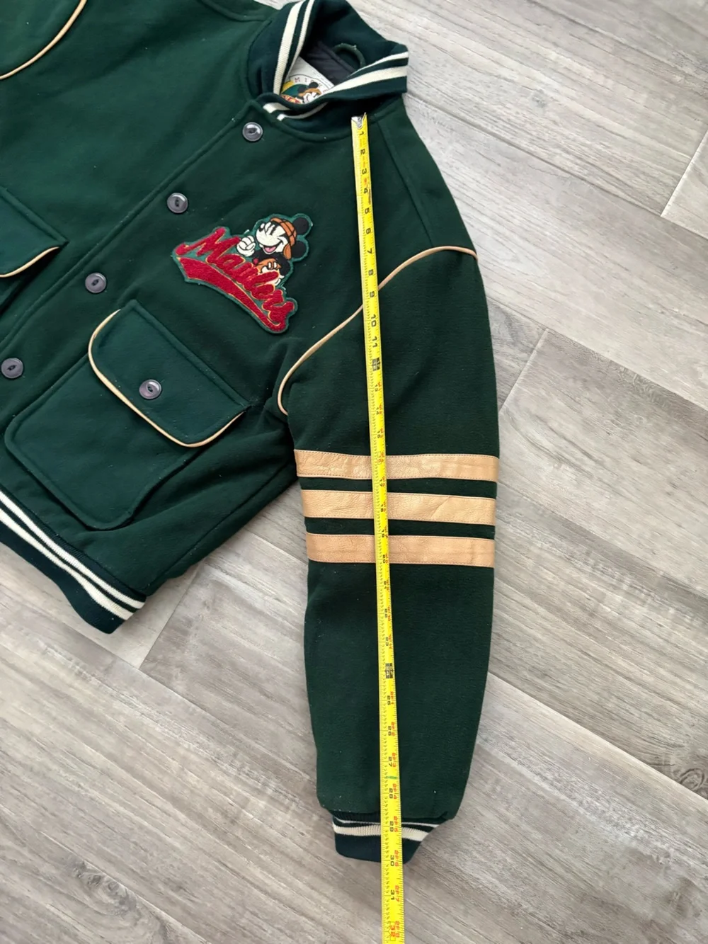 Vintage Disney Mickey Mouse Maulers Varsity Jacket M Green Pigskin Classic 90s